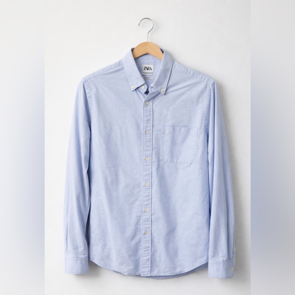Zara Men's Sky Blue relaxed shirt Small- Casual Shirt
